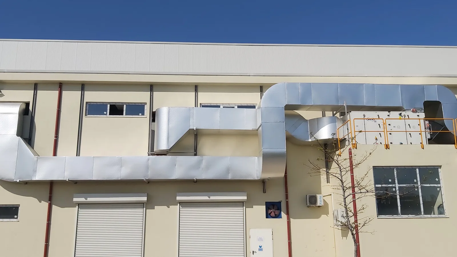 External ventilation ductwork on a plant building